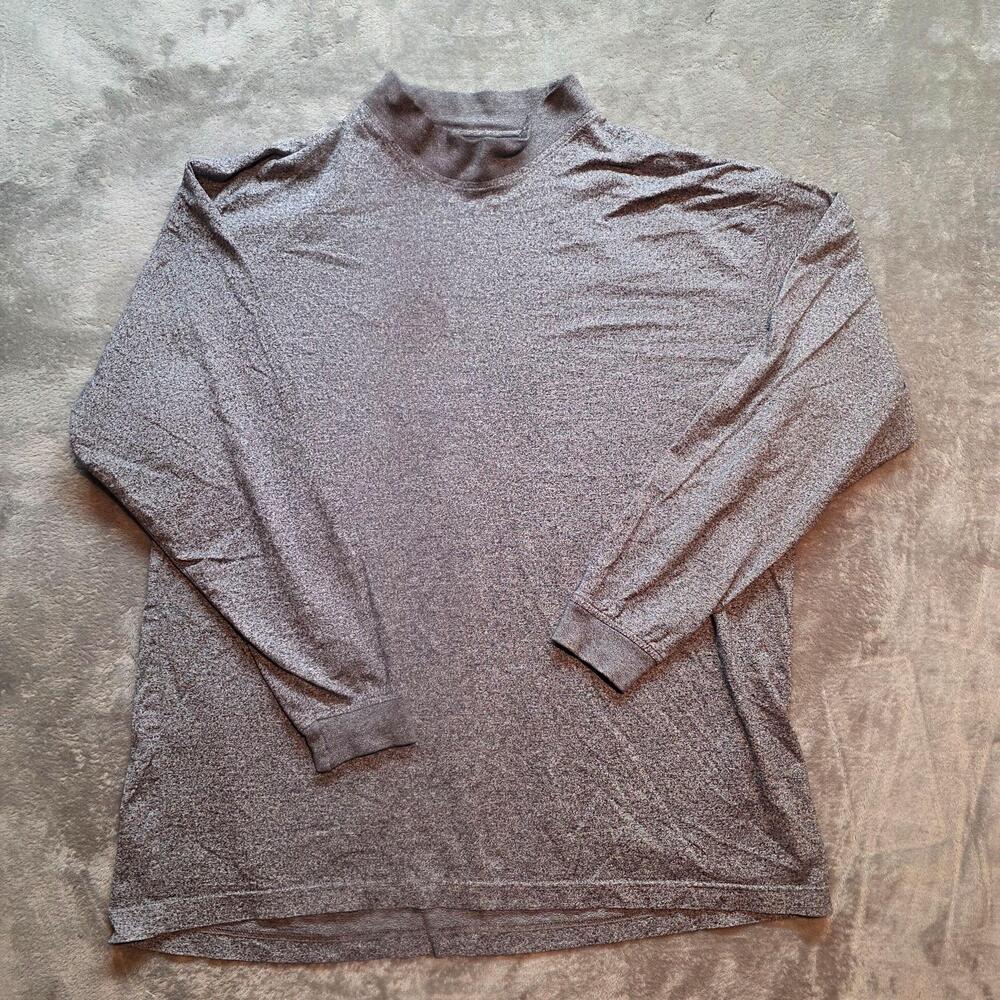 Pebble Beach Shirt Mens L Gray Mock Neck Long Sleeve Lightweight Golf Tee